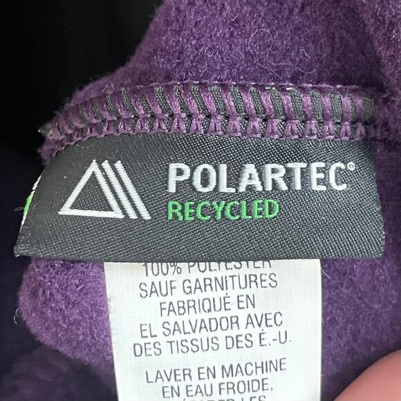 LL Bean Jacket Womens XL Purple Polartec Recycled Fleece Hooded Full Zip Pockets - Picture 12 of 13